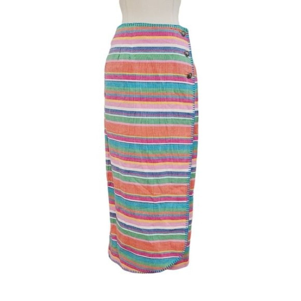 Vintage 80's hippie boho ranch Southwestern ethnic wrap skirt 8 - Picture 5 of 7